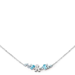 COLLANA LE BEBE’ LES BONBONS BIMBO IN ORO BIANCO CON TOPAZIO, ACQUAMARINA E DIAMANTE (ct.0,005)