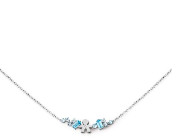 COLLANA LE BEBE’ LES BONBONS BIMBO IN ORO BIANCO CON TOPAZIO, ACQUAMARINA E DIAMANTE (ct.0,005)