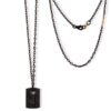 COLLANA DA UOMO MANO JEWELS MINIMAL COLLECTION CON TARGHETTA IN TITANIO, ORO ROSA 9 KT E DIAMANTI BLACK (ct. 0,61)