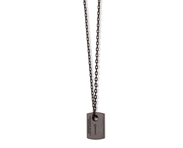 COLLANA DA UOMO MANO JEWELS MINIMAL COLLECTION CON TARGHETTA IN TITANIO, ORO ROSA 9 KT E DIAMANTI BLACK (ct. 0,61) - immagine 3