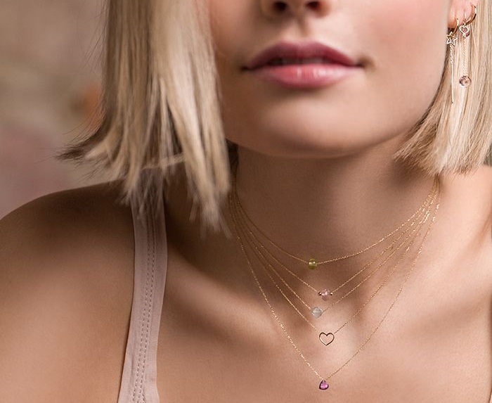 COLLANA MAMAN ET SOPHIE AVRVM CUORE NUDO IN ORO GIALLO CON CUORE IN RODOLITE ROSA - immagine 2