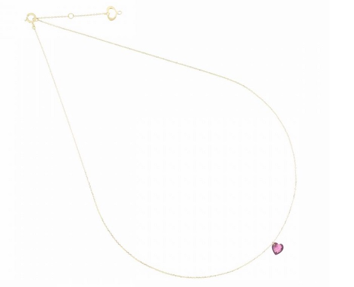 COLLANA MAMAN ET SOPHIE AVRVM CUORE NUDO IN ORO GIALLO CON CUORE IN RODOLITE ROSA