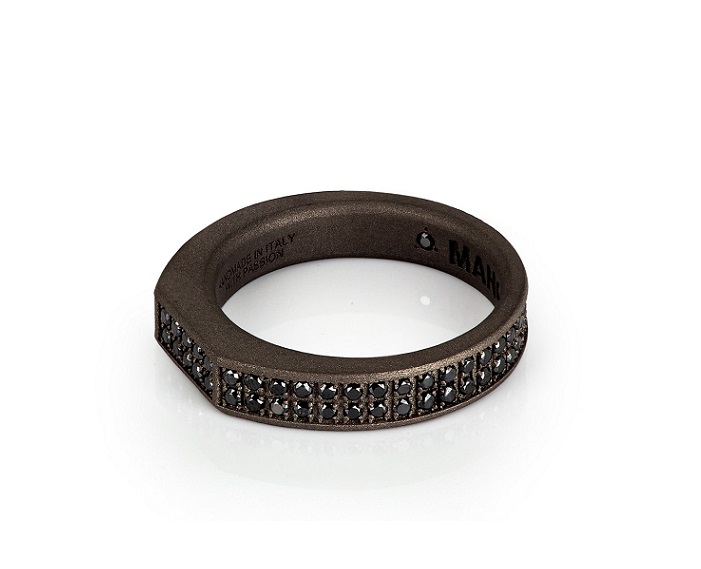 ANELLO DA UOMO MANO JEWELS MINIMAL COLLECTION IN TITANIO E DIAMANTI BLACK (ct. 0,90) - immagine 2