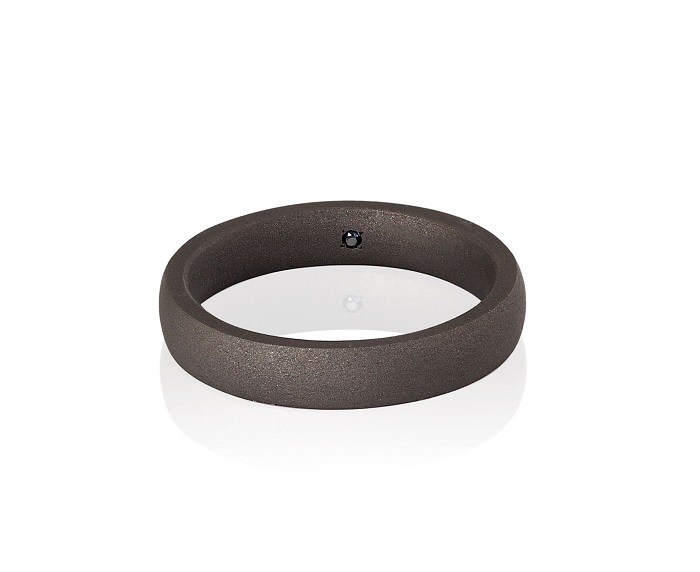 ANELLO, FEDE NUZIALE MANO JEWELS MINIMAL COLLECTION IN TITANIO E DIAMANTE BLACK (ct. 0,01)