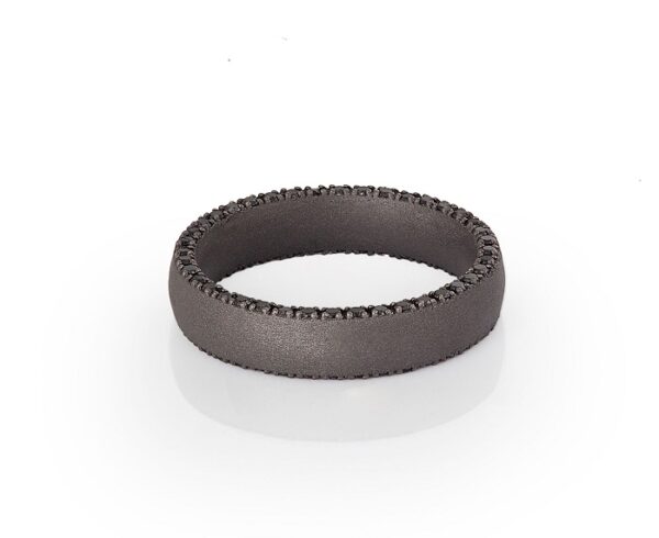 ANELLO, FEDE NUZIALE MANO JEWELS MINIMAL COLLECTION IN TITANIO E DIAMANTI BLACK (ct. 0,80)