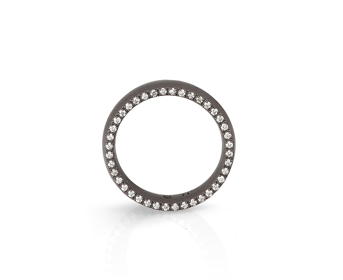 ANELLO, FEDE NUZIALE MANO JEWELS MINIMAL COLLECTION IN TITANIO E DIAMANTI WHITE (ct. 0,80) - immagine 2