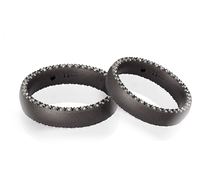 ANELLO, FEDE NUZIALE MANO JEWELS MINIMAL COLLECTION IN TITANIO E DIAMANTI WHITE (ct. 0,80) - immagine 3