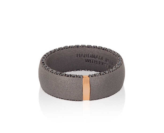 ANELLO DA UOMO MANO JEWELS MINIMAL COLLECTION IN TITANIO, ORO ROSA 18 KT E DIAMANTI BLACK (ct. 0,82) - immagine 2