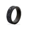 ANELLO, FEDE NUZIALE MANO JEWELS MINIMAL IN TITANIO CON TRE FILE DI DIAMANTI BLACK (ct. 1,35) - immagine 2