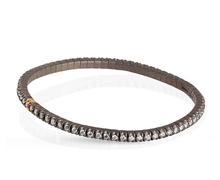 BRACCIALE TENNIS DA UOMO MANO JEWELS LOOP FLEXIBLE COLLCECTION IN TITANIO, ORO ROSA 18 KT E DIAMANTI WHITE ( ct. 2,22 ) - immagine 2