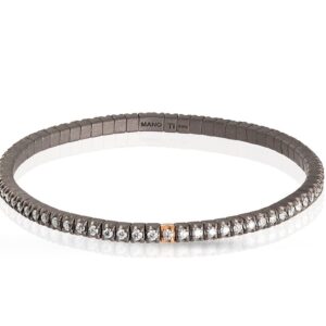 BRACCIALE TENNIS DA UOMO MANO JEWELS LOOP FLEXIBLE COLLCECTION IN TITANIO, ORO ROSA 18 KT E DIAMANTI WHITE ( ct. 2,22 )