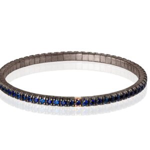 BRACCIALE TENNIS DA UOMO MANO JEWELS LOOP FLEXIBLE COLLECTION IN TITANIO, ORO ROSA 18 KT E ZAFFIRI BLU ( ct. 2,80 )