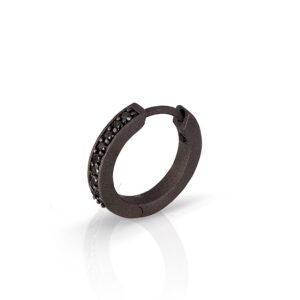 MONO ORECCHINO A CERCHIETTO MANO JEWELS MINIMAL COLLECTION IN TITANIO E DIAMANTI BLACK (ct. 0,09)