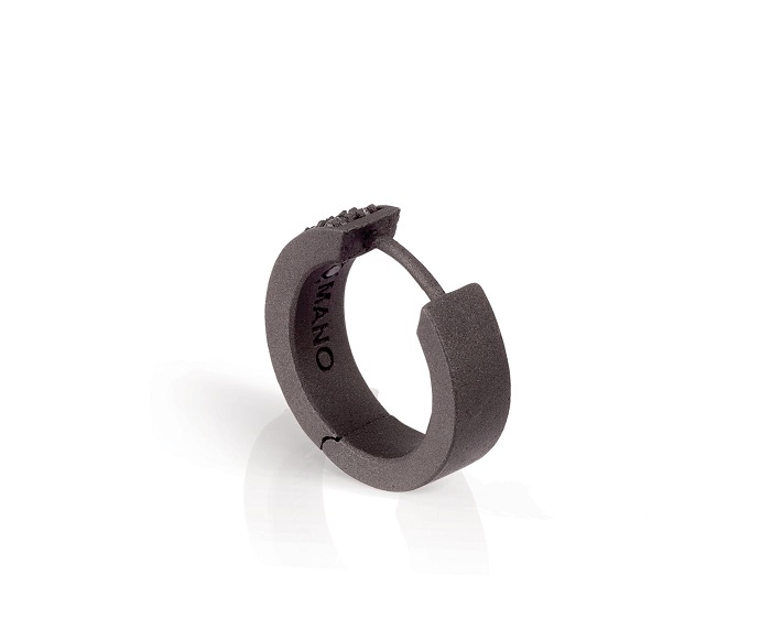 MONO ORECCHINO A CERCHIETTO MANO JEWELS MINIMAL COLLECTION IN TITANIO E DIAMANTI BLACK (ct. 0,18) - immagine 2
