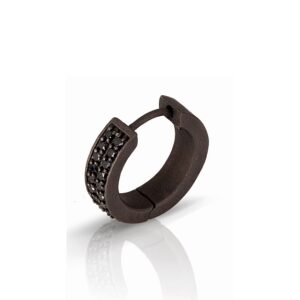 MONO ORECCHINO A CERCHIETTO MANO JEWELS MINIMAL COLLECTION IN TITANIO E DIAMANTI BLACK (ct. 0,18)