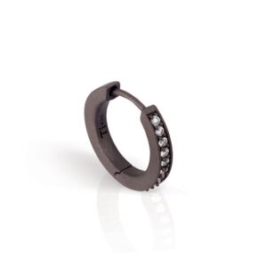 MONO ORECCHINO A CERCHIETTO MANO JEWELS MINIMAL COLLECTION IN TITANIO E DIAMANTI WHITE (ct. 0,09)