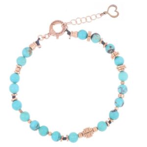 BRACCIALE DA UOMO MAMAN ET SOPHIE TANCREDI IN ARGENTO 925, AULITE TURCHESE ED EMATITE
