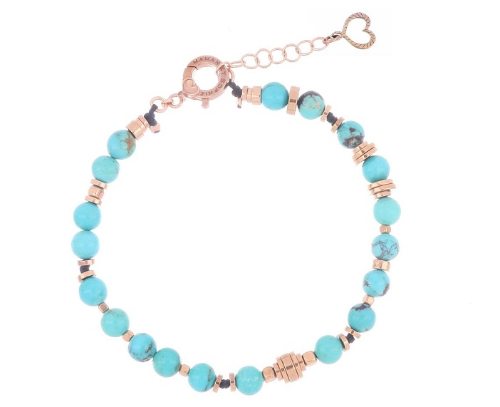 BRACCIALE DA UOMO MAMAN ET SOPHIE TANCREDI IN ARGENTO 925, AULITE TURCHESE ED EMATITE