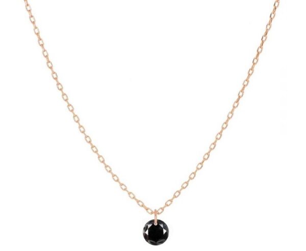 COLLANA MAMAN ET SOPHIE AVRVM DIAMANTE NUDO NERO IN ORO ROSA CON DIAMANTE NERO (ct.0,10)