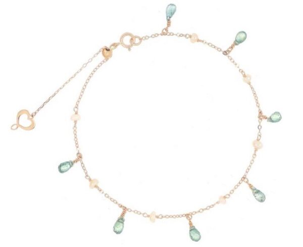 BRACCIALE MAMAN ET SOPHIE AVRVM DROPS IN ORO ROSA CON ZAFFIRI GRIGI A GOCCIA E PERLE ROSA
