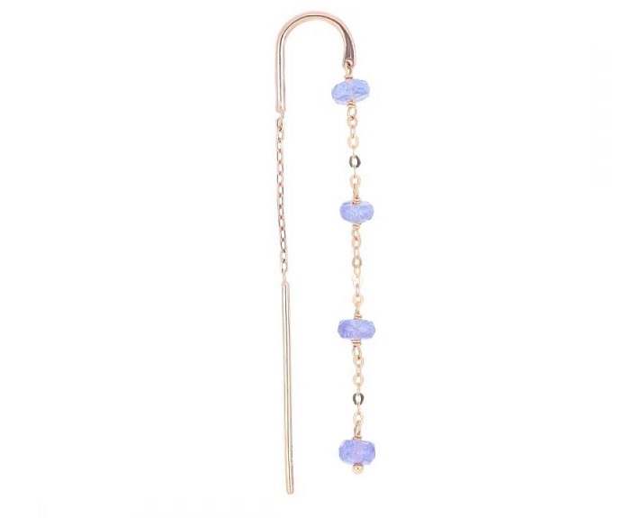 MONO ORECCHINO MAMAN ET SOPHIE AVRVM DROPS IN ORO ROSA CON TANZANITI