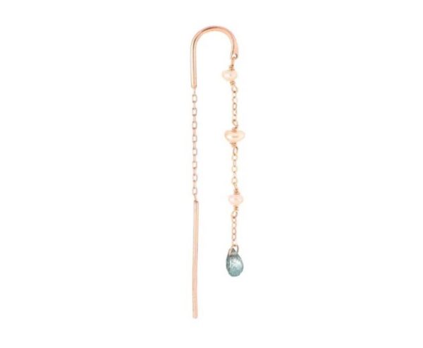 MONO ORECCHINO MAMAN ET SOPHIE AVRVM DROPS IN ORO ROSA CON ZAFFIRO GRIGIO A GOCCIA E PERLE ROSA