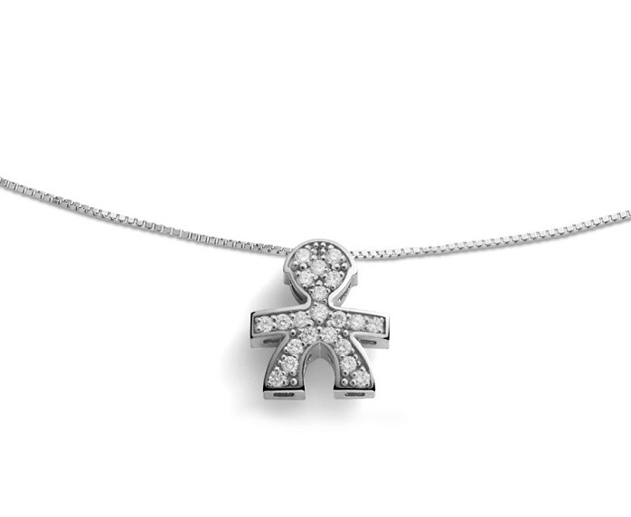 COLLANA LE BEBE’ I TESORINI BIMBO IN ORO BIANCO CON DIAMANTI (ct. 0,11)