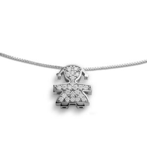 COLLANA LE BEBE’ I TESORINI BIMBA IN ORO BIANCO CON DIAMANTI (ct. 0,11)