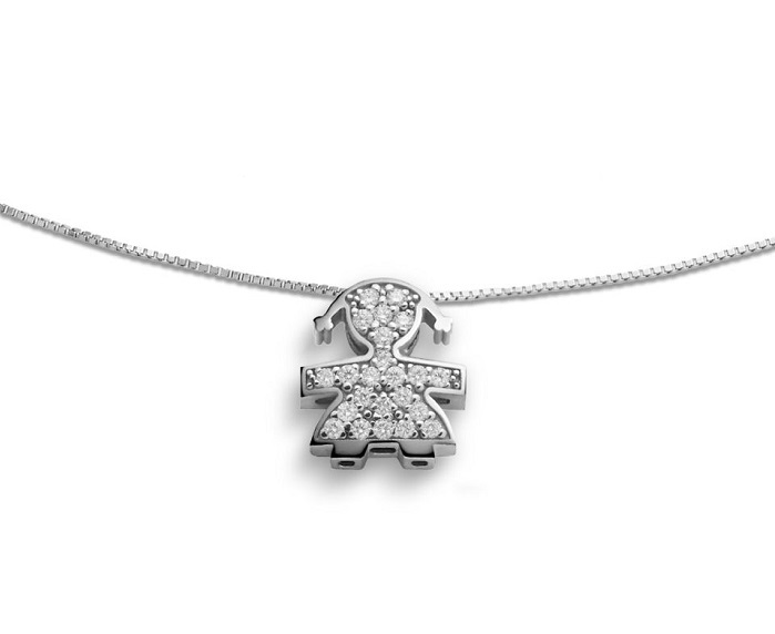 COLLANA LE BEBE’ I TESORINI BIMBA IN ORO BIANCO CON DIAMANTI (ct. 0,11)
