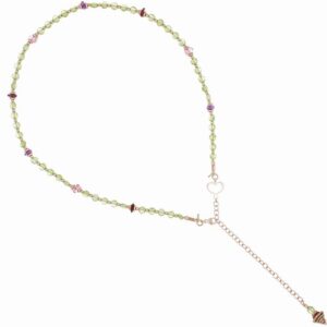 COLLANA MAMAN ET SOPHIE PERIDOTO IN ARGENTO 925, PERIDOTO VERDE, GRANATO ROSSO, AMETISTA VIOLA E TOPAZIO ROSA