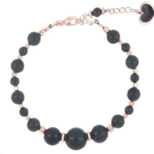 BRACCIALE MAMAN ET SOPHIE FASHION CRESCENDO IN ARGENTO 925, AGATA NERA ED EMATITE
