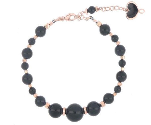 BRACCIALE MAMAN ET SOPHIE FASHION CRESCENDO IN ARGENTO 925, AGATA NERA ED EMATITE