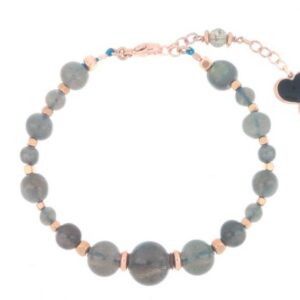 BRACCIALE MAMAN ET SOPHIE FASHION CRESCENDO IN ARGENTO 925, LABRADORITE GRIGIA ED EMATITE