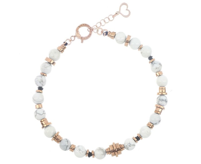 BRACCIALE DA UOMO MAMAN ET SOPHIE TANCREDI IN ARGENTO 925, AULITE BIANCA ED EMATITE