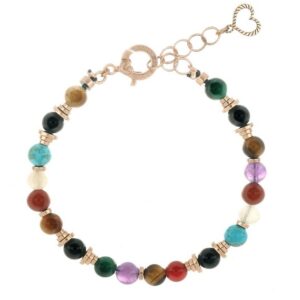 BRACCIALE DA UOMO MAMAN ET SOPHIE TANCREDI IN ARGENTO 925, GIADA VERDE, LABRADORITE, OCCHIO DI TIGRE, MALACHITE, DIAPRO, AGATA NERA, AMETISTA, PIETRA DI LUNA, TURCHESE, CORNIOLA, LAPISLAZZULO ED EMATITE
