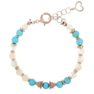 BRACCIALE DA UOMO MAMAN ET SOPHIE TANCREDI IN ARGENTO 925, PIETRA DI LUNA, AULITE, TURCHESE ED EMATITE