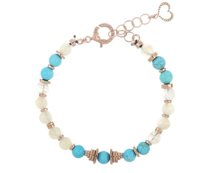 BRACCIALE DA UOMO MAMAN ET SOPHIE TANCREDI IN ARGENTO 925, PIETRA DI LUNA, AULITE, TURCHESE ED EMATITE