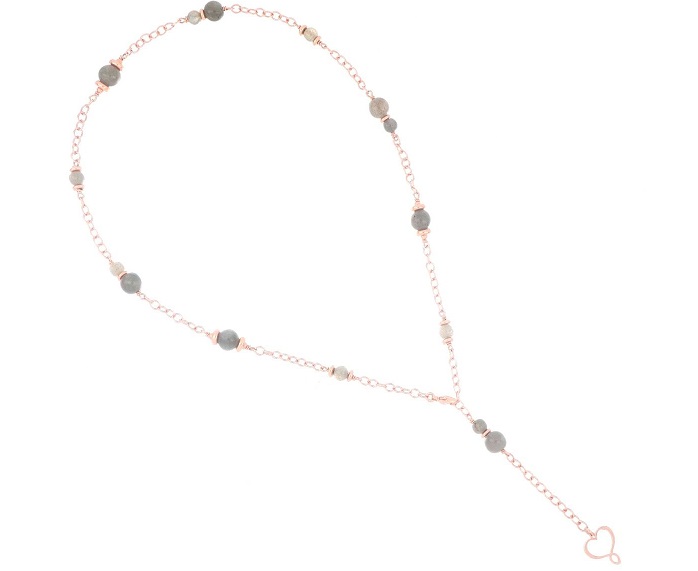 COLLANA COMPO MAMAN ET SOPHIE FASHION CRESCENDO IN ARGENTO 925, LABRADORITE GRIGIA ED EMATITE - immagine 3