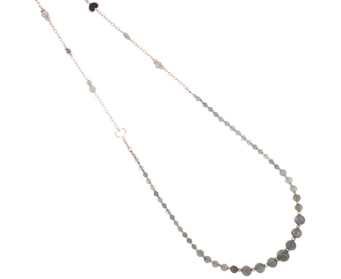 COLLANA COMPO MAMAN ET SOPHIE FASHION CRESCENDO IN ARGENTO 925, LABRADORITE GRIGIA ED EMATITE