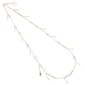 COLLANA COMPO MAMAN ET SOPHIE FASHION DECO’ IN ARGENTO 925, EMATITE, AMETISTA VIOLA, PERIDOTO VERDE, TOPAZIO AZZURRO, QUARZO ROSA, TORMALINA ROSA E CATENELLE PENDENTI