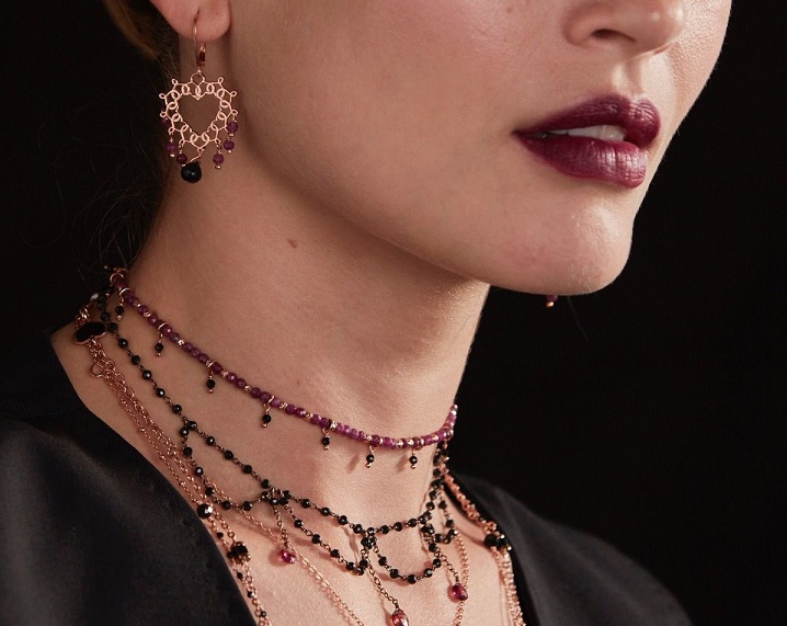 COLLANA COMPO MAMAN ET SOPHIE FASHION RUBINO IN ARGENTO 925, RUBINI E SPINELLO - immagine 4