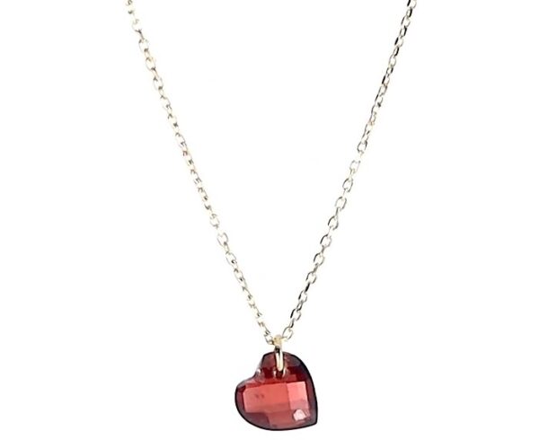 COLLANA MAMAN ET SOPHIE AVRVM CUORE NUDO IN ORO GIALLO CON CUORE IN GRANATO ROSSO - immagine 2