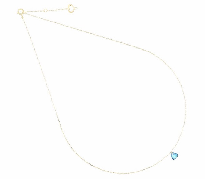 COLLANA MAMAN ET SOPHIE AVRVM CUORE NUDO IN ORO GIALLO CON CUORE IN TOPAZIO LONDON BLUE