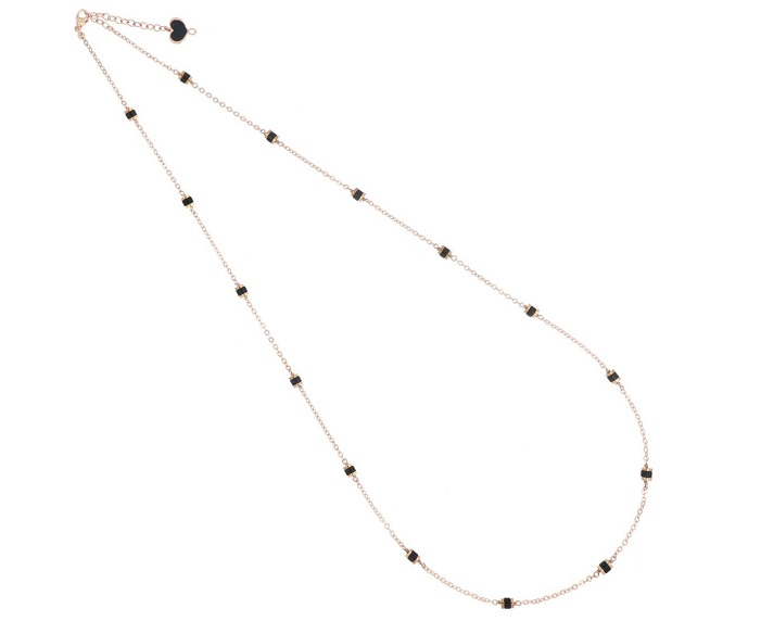 COLLANA LUNGA MAMAN ET SOPHIE FASHION DECO’ IN ARGENTO 925 E AGATA NERA
