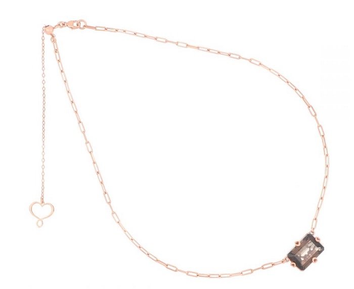 COLLANA MAMAN ET SOPHIE FASHION QUARZO FUME' IN ARGENTO 925 E QUARZO FUME'