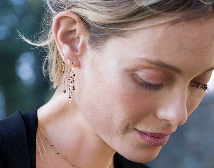 MONO ORECCHINO MAMAN ET SOPHIE AVRVM DIAMANTI NERI IN ORO ROSA CON DIAMANTI NERI - immagine 2