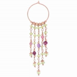 MONO ORECCHINO A CERCHIO MAMAN ET SOPHIE FASHION PERIDOTO IN ARGENTO 925, PERIDOTO VERDE, AMETISTA VIOLA, TORMALINA ROSA E RUBINO ROSSO