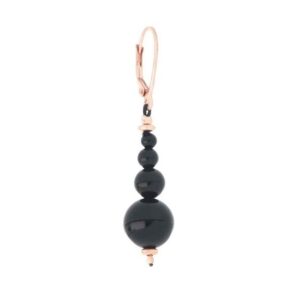MONO ORECCHINO MAMAN ET SOPHIE FASHION CRESCENDO IN ARGENTO 925, AGATA NERA ED EMATITE