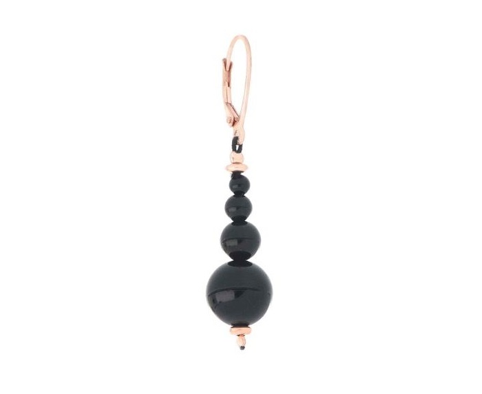 MONO ORECCHINO MAMAN ET SOPHIE FASHION CRESCENDO IN ARGENTO 925, AGATA NERA ED EMATITE