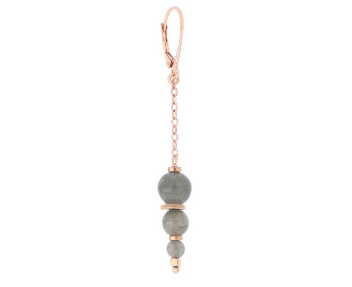 MONO ORECCHINO MAMAN ET SOPHIE FASHION CRESCENDO IN ARGENTO 925, LABRADORITE GRIGIA ED EMATITE